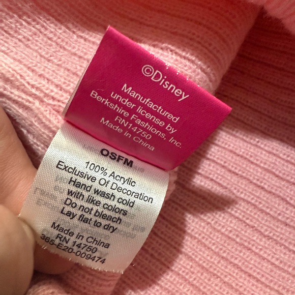 Disney Minnie Mouse Pink Pom Beanie Hat OSFM One Size Acrylic Winter NWT-Style - Picture 3 of 5